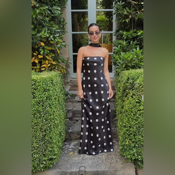 Reformation Oren Silk Dress In Moon Dot, NWOT, NEVER WORN, NO FLAWS. - Picture 9 of 12